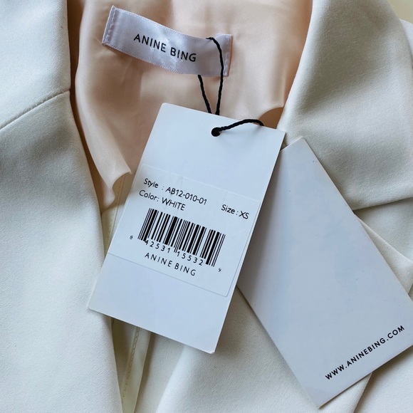 NWT ANINE BING $300 SCHOOLBOY BLAZER IN WHITE - Picture 4 of 5